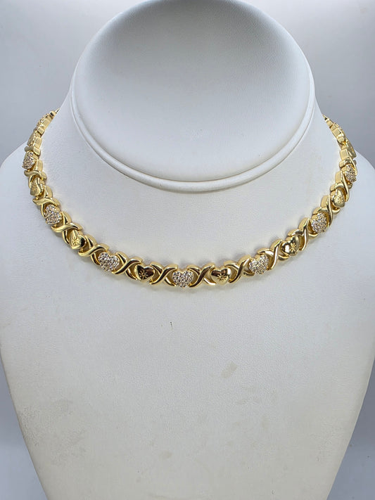 Gargantilla de Corazon adimantado en Vidrio de 16inch con extension