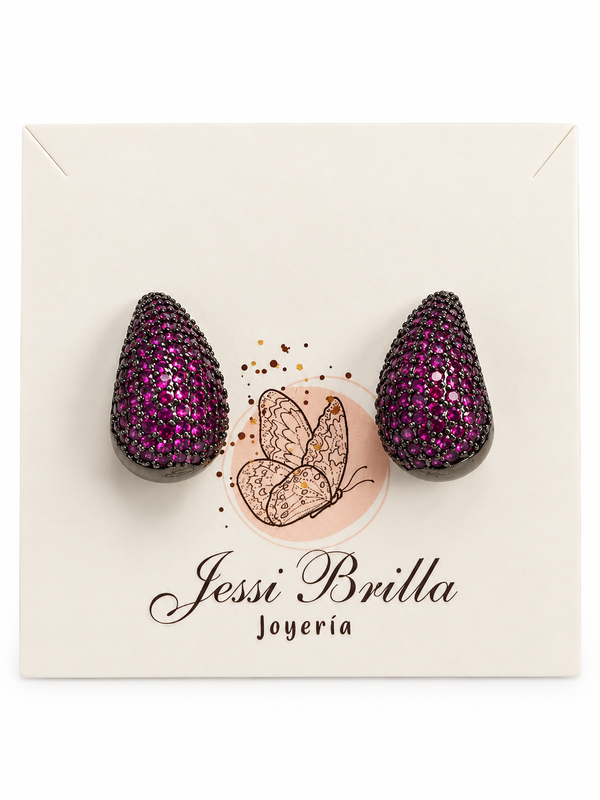 ARETES DE GOTAS MORADAS CRISTAL 5A