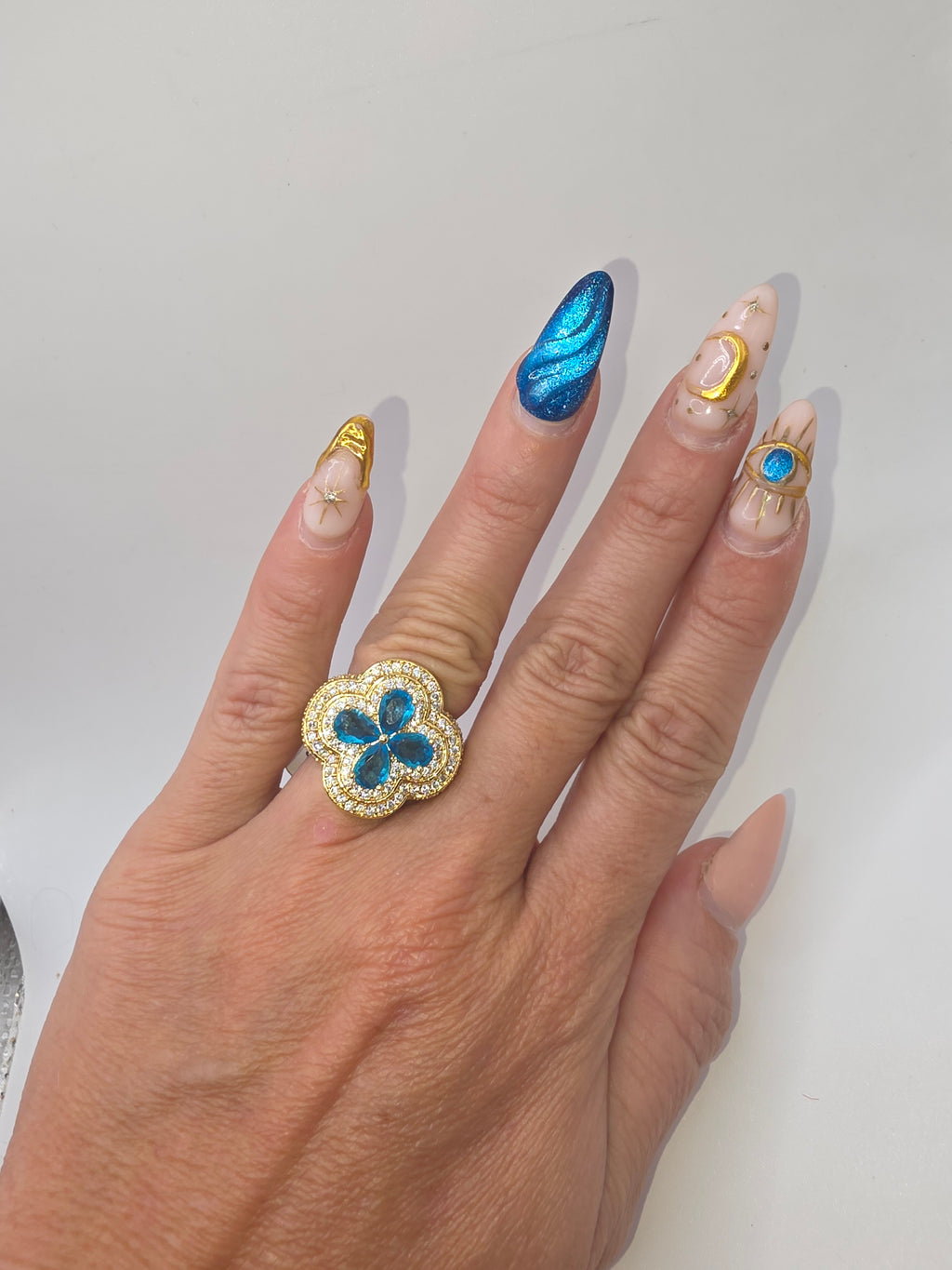 Anillo Flor LV Vidrio Real