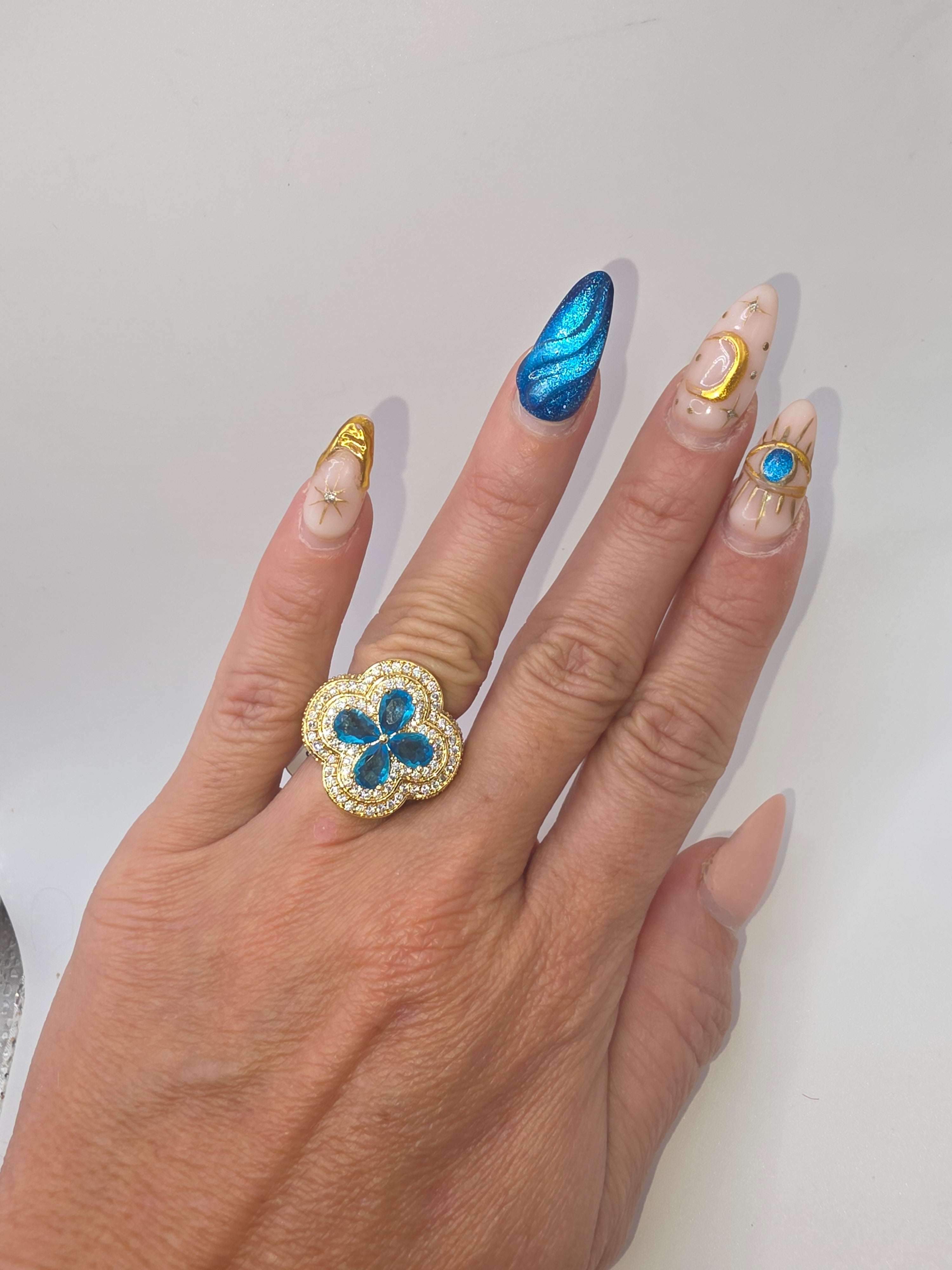 Anillo Flor LV Vidrio Real
