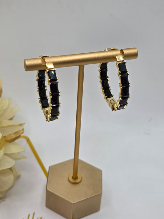 Aretes de 35mm en Vidrio Real Oscuro Laminado 14k Alta Calidad
