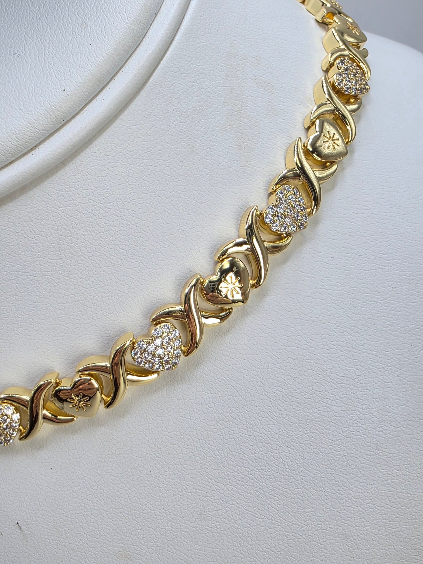 Gargantilla de Corazon adimantado en Vidrio de 16inch con extension