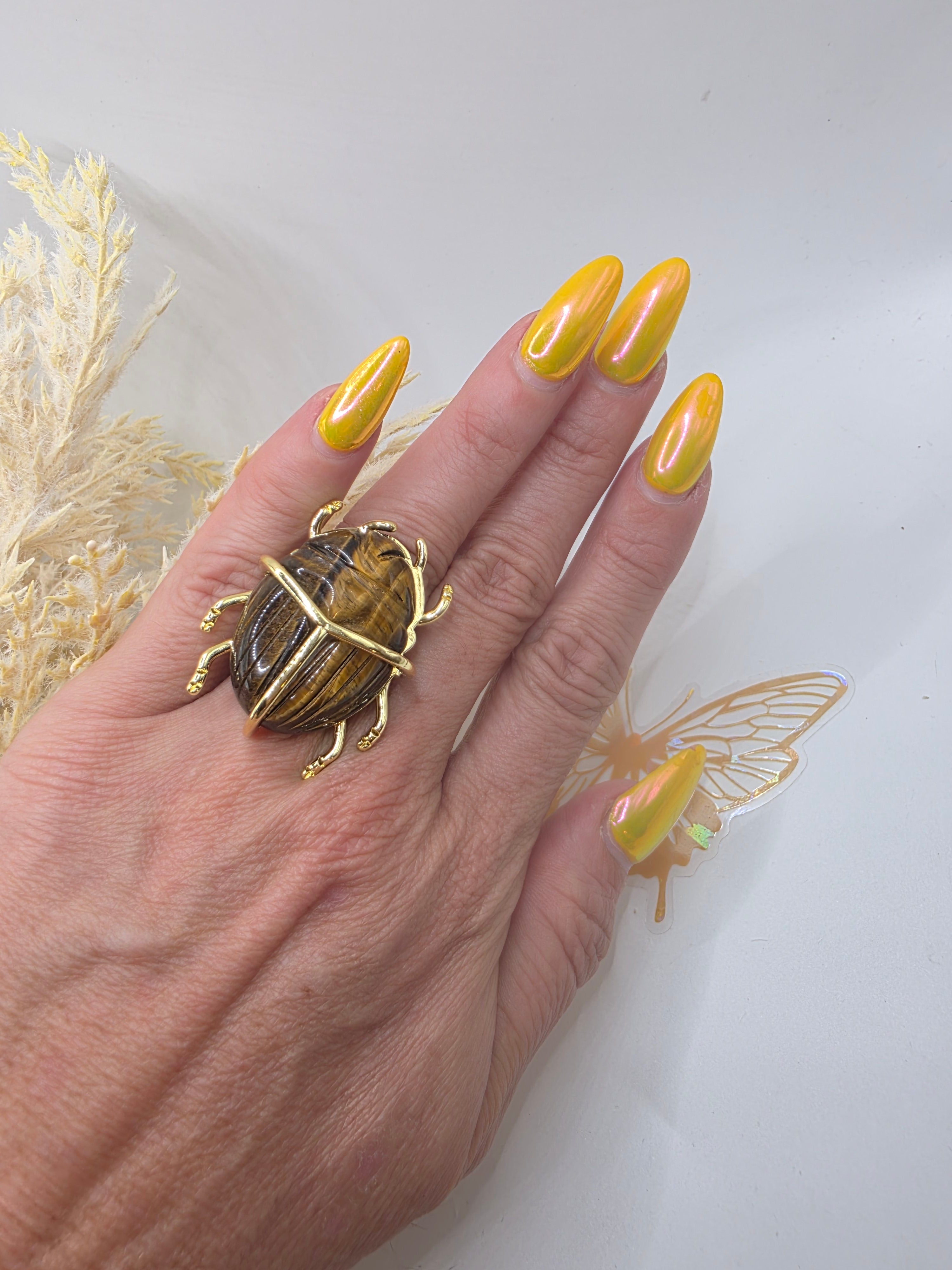 Tendencia Anillo de escarabajo Piedra Real ajustable