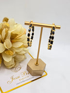 Aretes de 35mm en Vidrio Real Oscuro Laminado 14k Alta Calidad