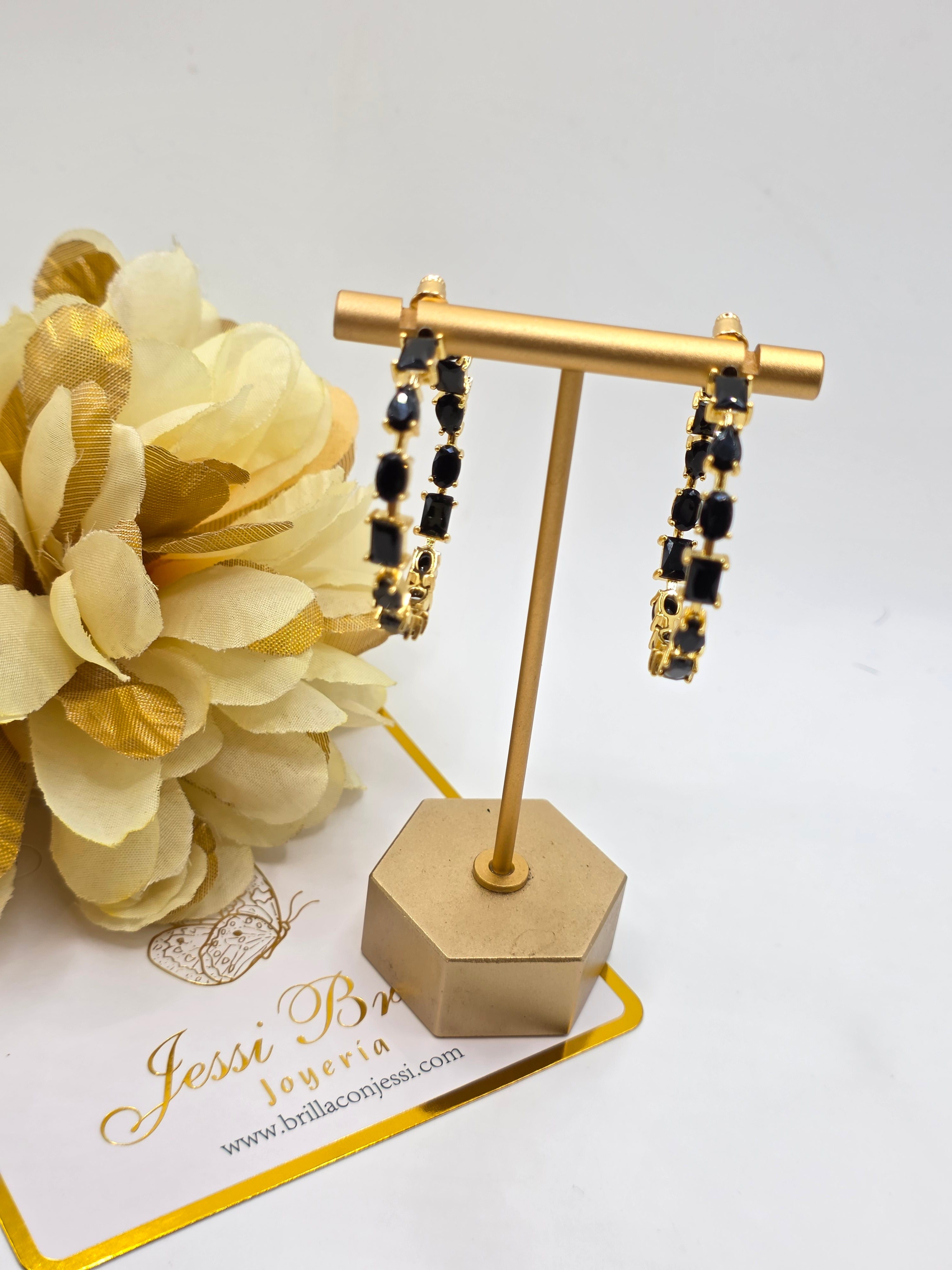 Aretes de 35mm en Vidrio Real Oscuro Laminado 14k Alta Calidad