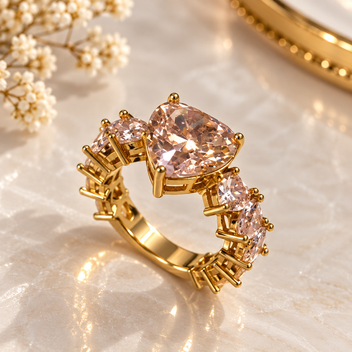 Anillo  princesas Rosa cristal Real 5A