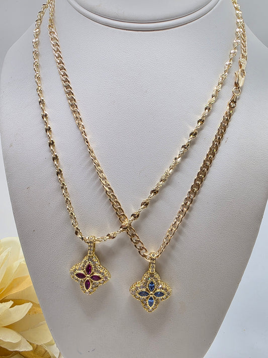 Cadena con Trebol de Vidrio Size 18inch