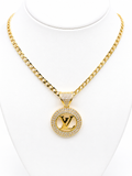 Necklace with LV pendant in glass, size 18 inches