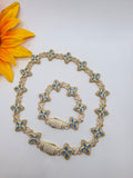 Set Flores Azul de Vidrio Real- Size 16inch/7inch