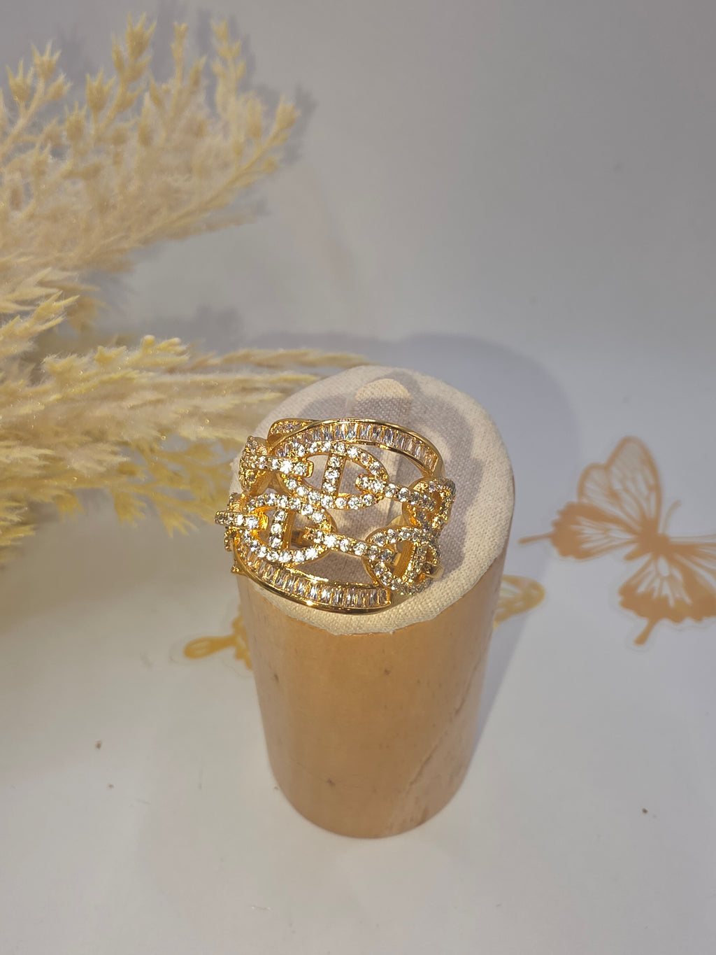 GG Polished Glass Ring, adjustable 7 and 8 inches