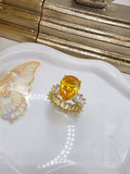 Anillo Princesa Amarillo Vidrio Real