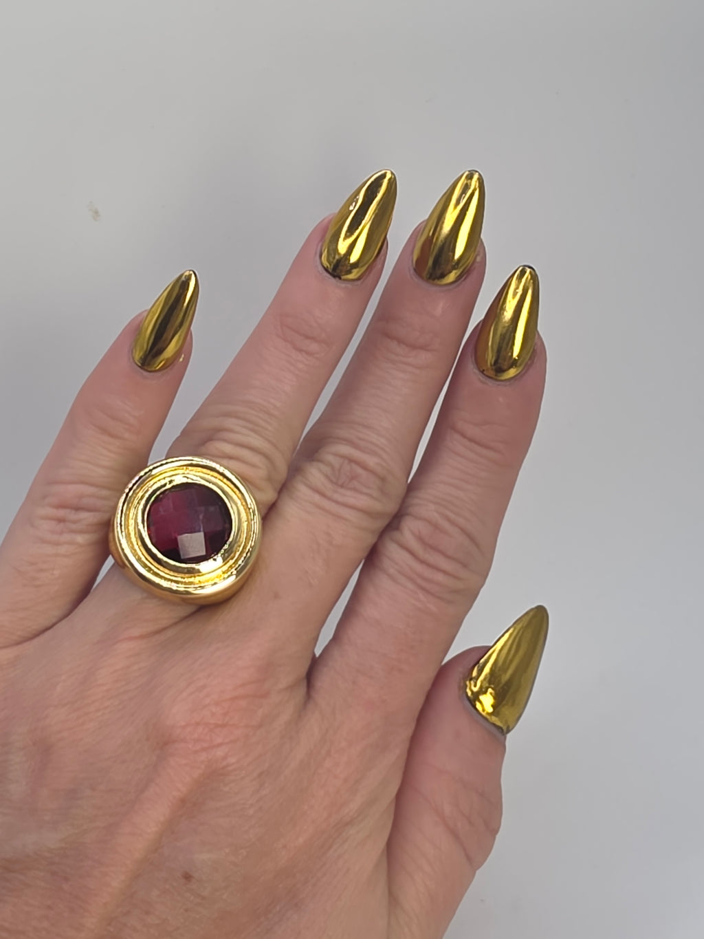 Red Crystal Ball Ring