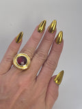 Red Crystal Ball Ring