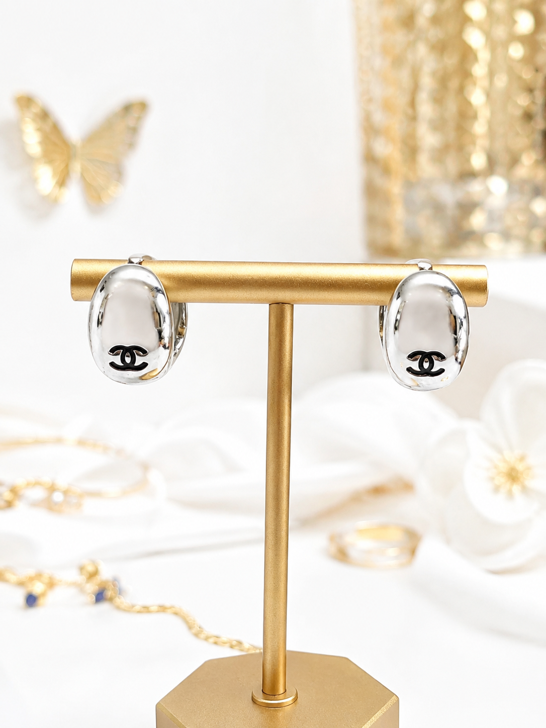 Aretes Vitage pegados de diseñador - Silver & Gold