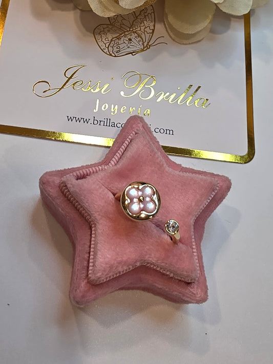 Anillo de Trébol rosa LV ajustable