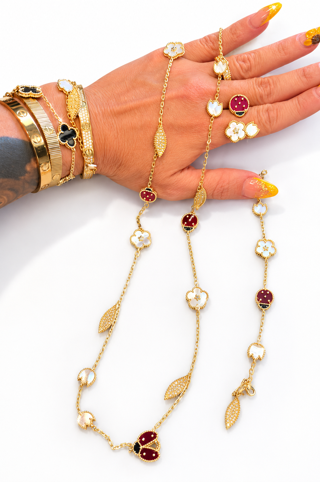 Set de Surte Van  Cadena larga de 32cm- Pulsera - Anillo  ajustable
