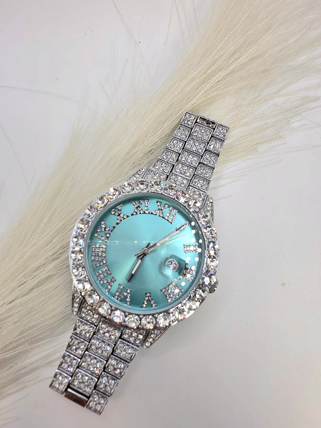 Reloj Silver Adimantado en Vidrio Real de 42mm Alta Calidad