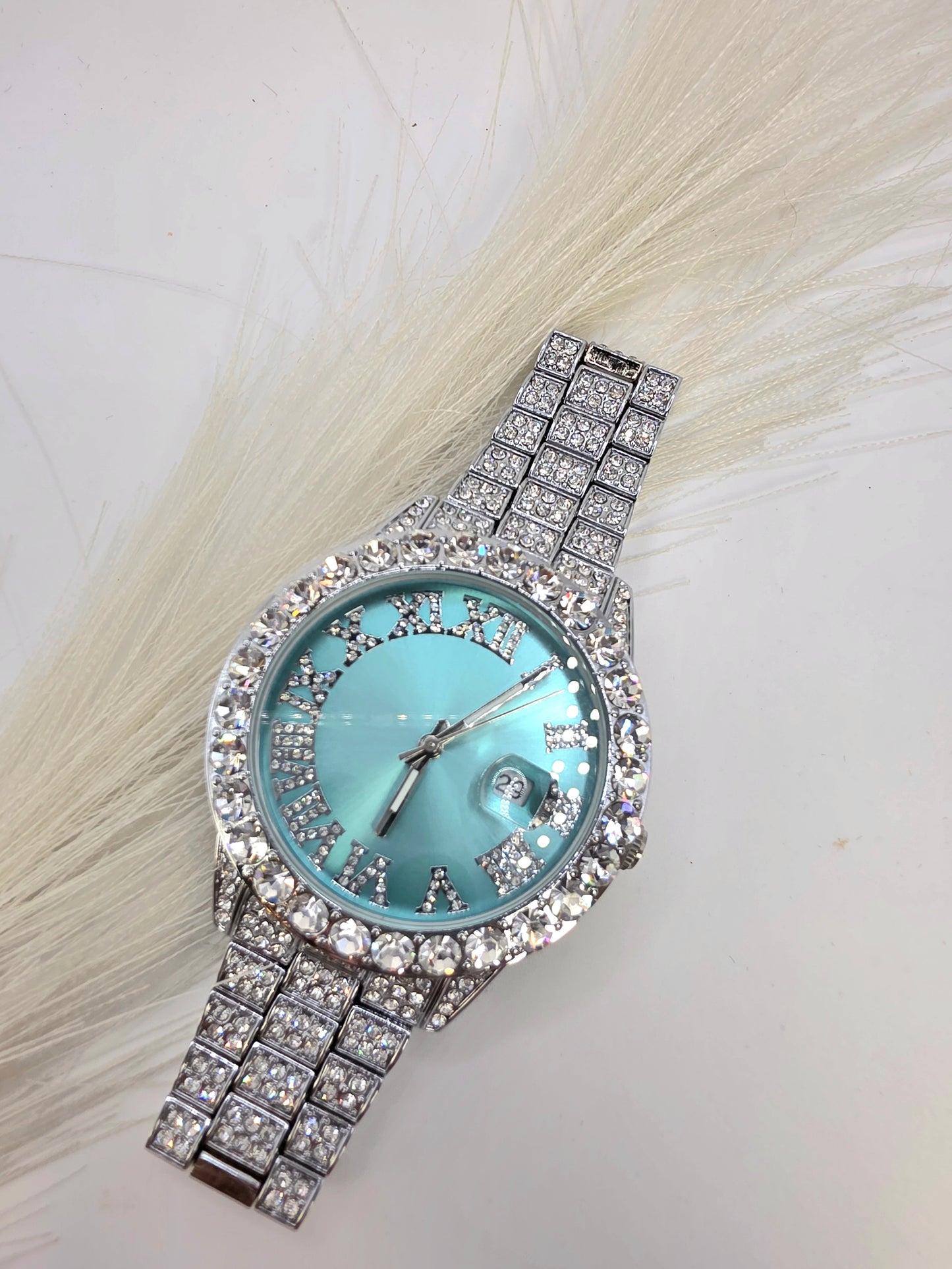 Reloj Silver Adimantado en Vidrio Real de 42mm Alta Calidad