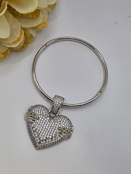 Brazalete silver con corazon 7inch