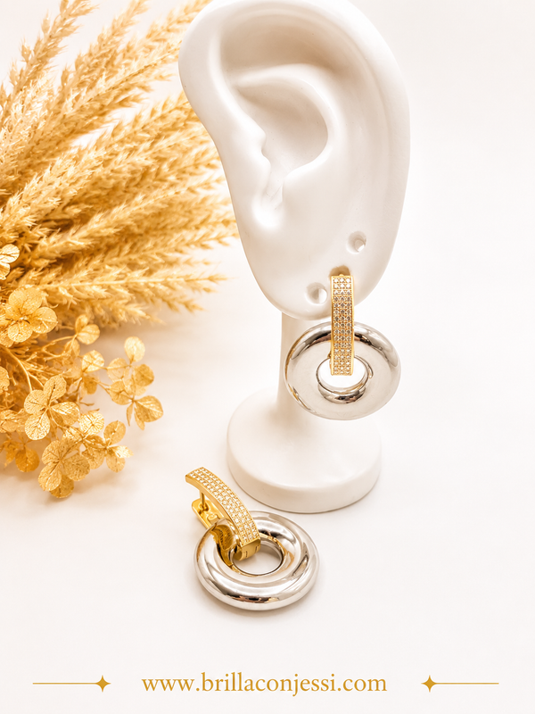 Aretes Donas Silver & Oro tendencia