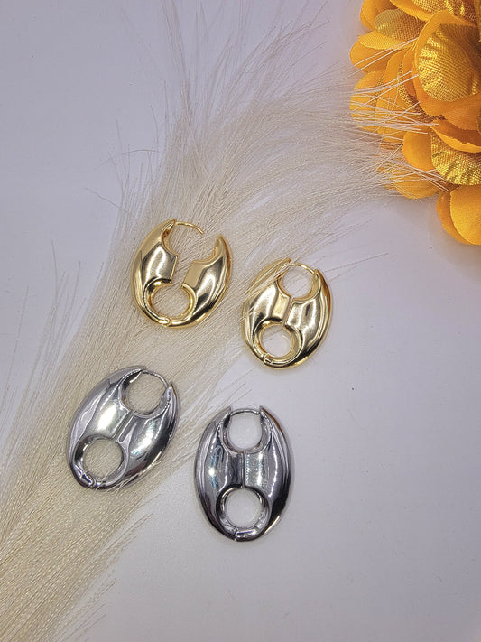 Aretes Tejido GG Silver y Oro