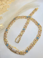 Real Glass Choker Colorful Flowers 10mm/16inch bracelet 7inch