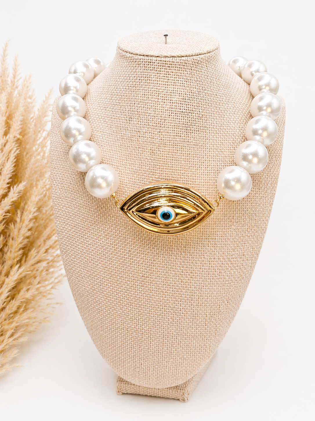 Gargantilla de Balines de Perla Sizey Ojo Turco 18inch