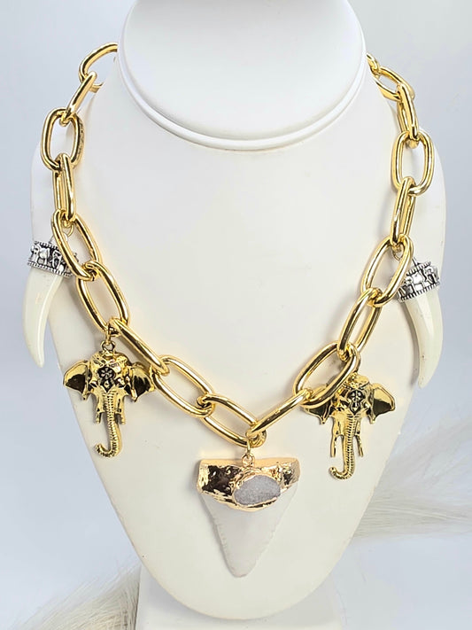 Elephant and Tusk Necklace for Good Luck