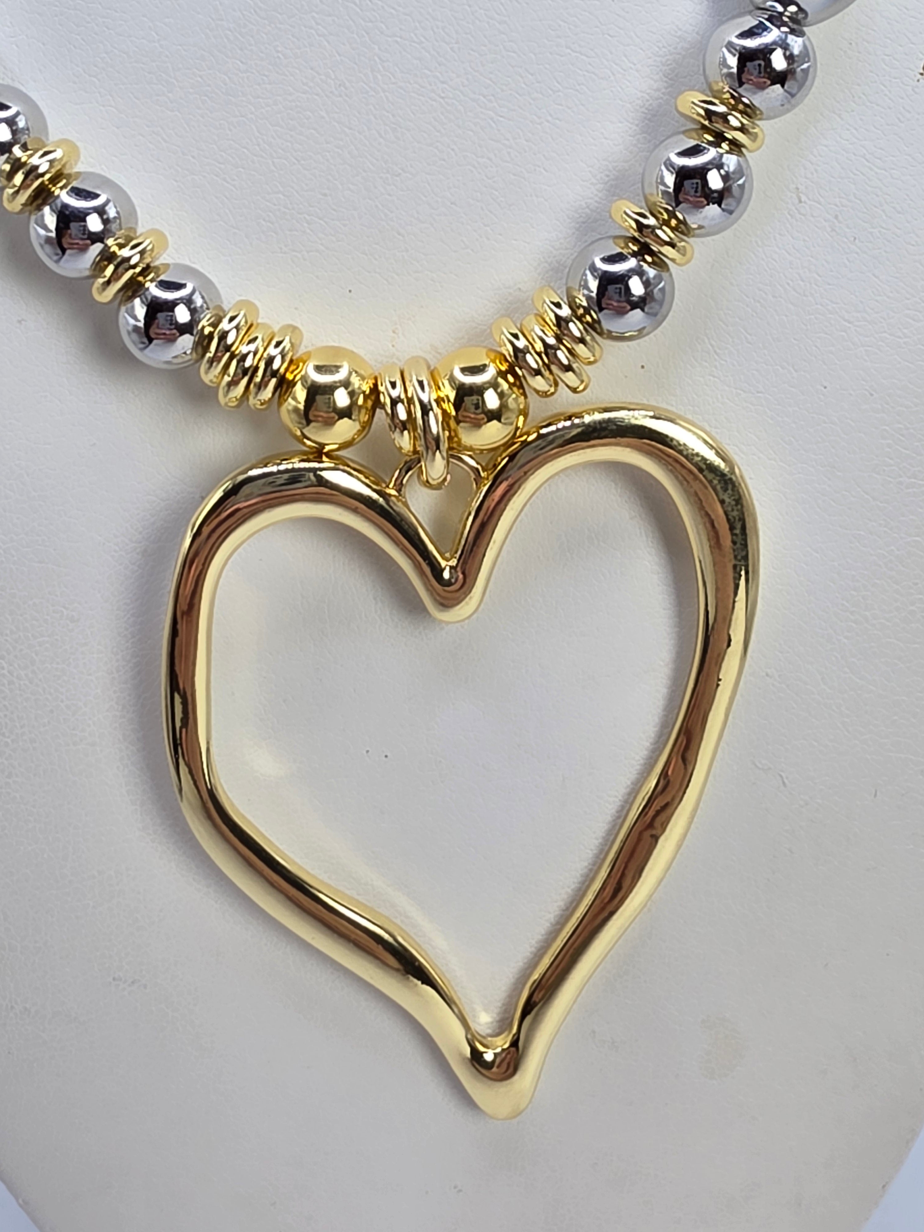 Cadena de Balines Silver y Oro corazon Karol G