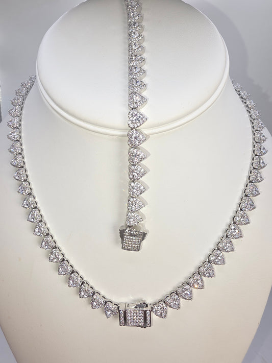 Small Silver Hearts Set in Real Glass