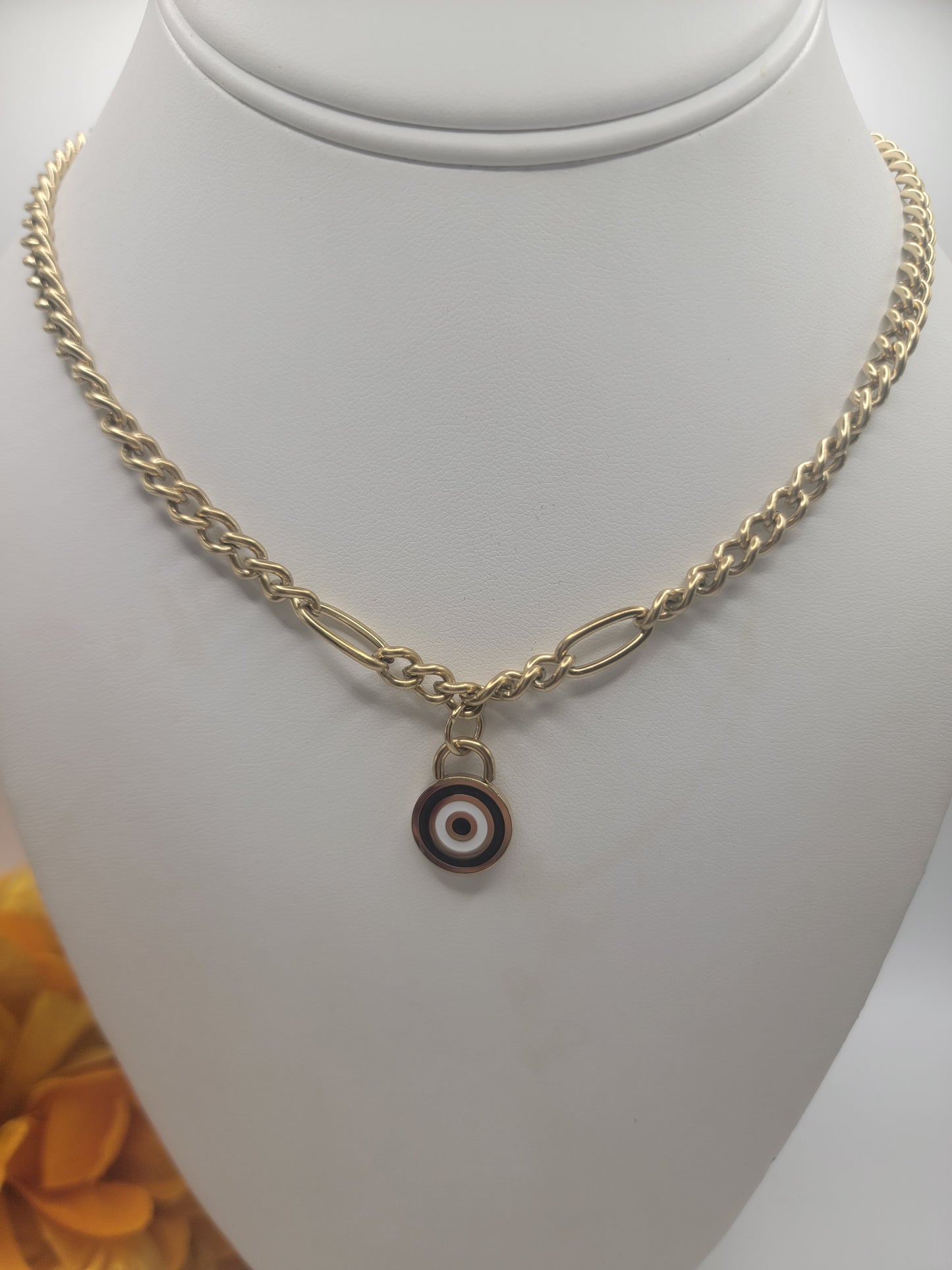 Cadena con ojo Turco oscuro Lamimado 14k