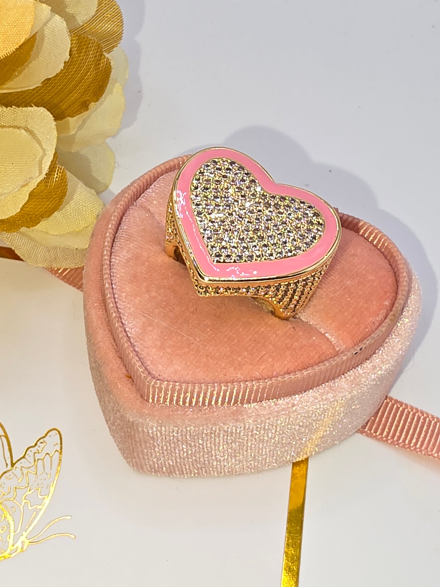 Anillo Corazón KG en Vidrio picado