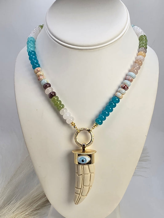 18-inch choker with tusk and Turkish eye