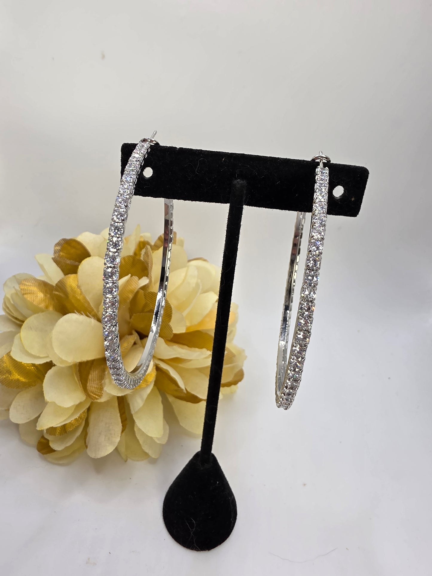 Argollas de 75mm en Vidrio Real Karol G Gold / Silver