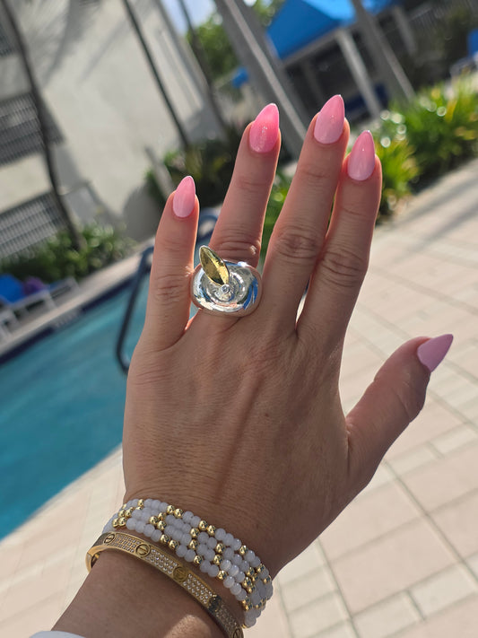 Anillo de Manzana Silver en Vidrio size 7