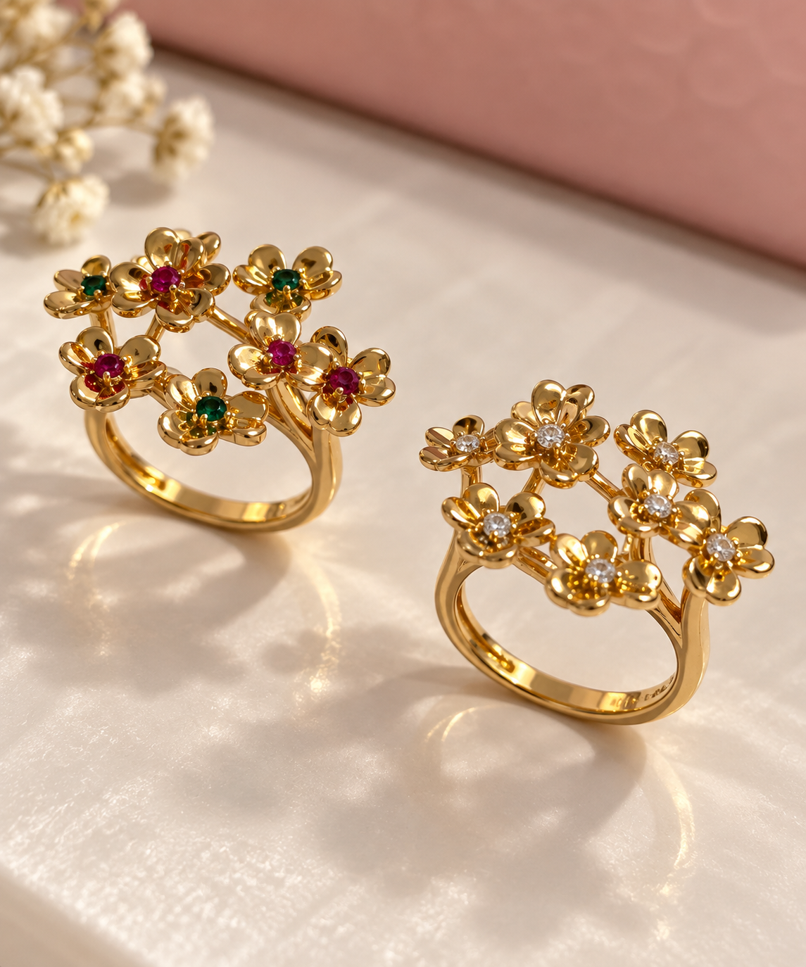 Anillo Ramo de Flores Ajustables