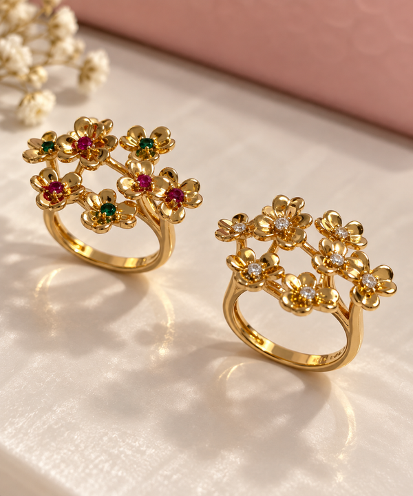 Anillo Ramo de Flores Ajustables