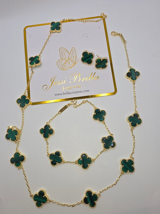 Set de Trebol verde de 10 hojas Alta Calidad