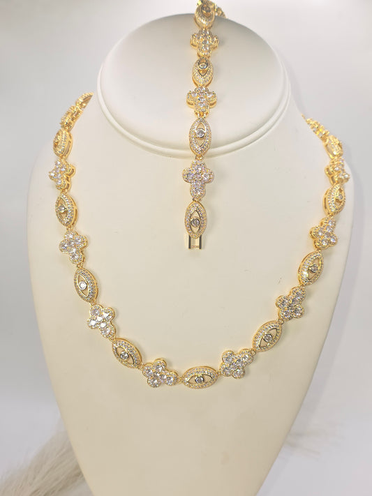 Set de Ojo y Cruz en Vidrio Real 5A Size 18inch/7inch