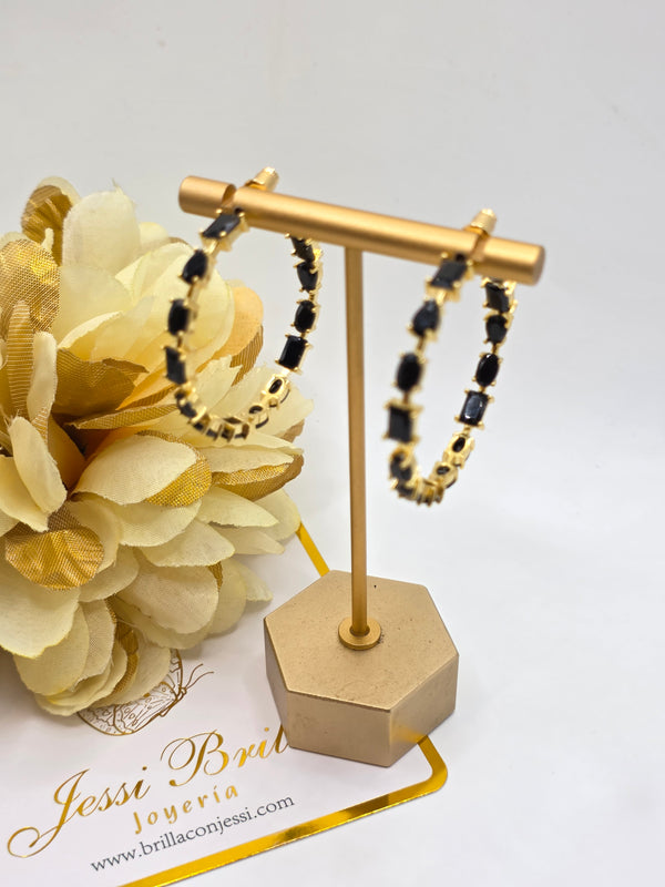 Aretes de 35mm en Vidrio Real Oscuro Laminado 14k Alta Calidad