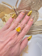 Anillo Princesa Amarillo Vidrio Real