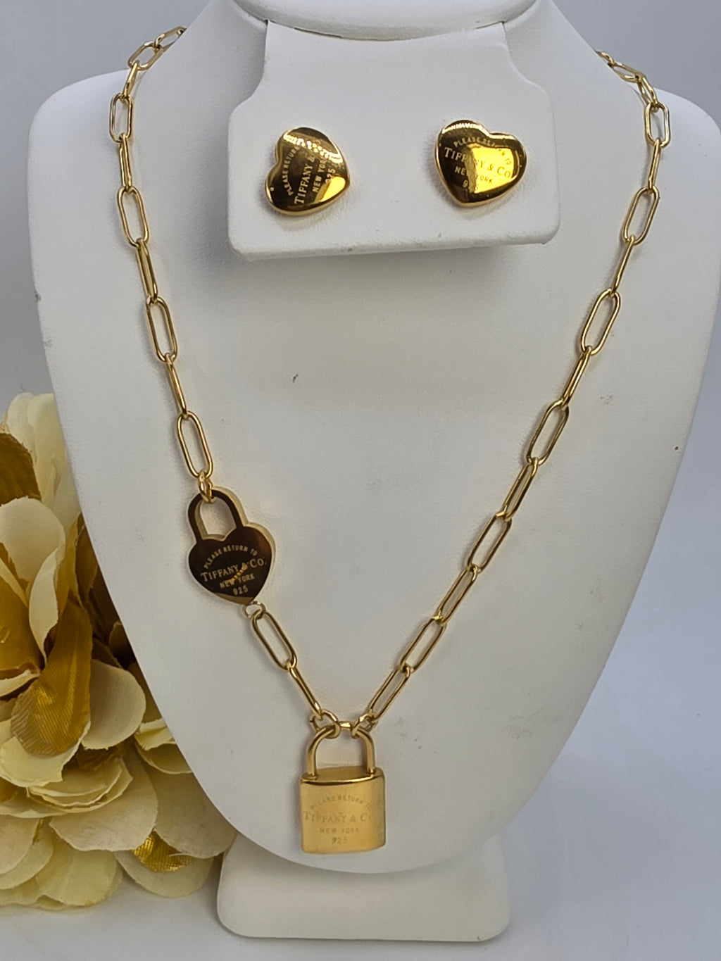 18K gold-plated stainless steel set for daily wear, 18-inch size