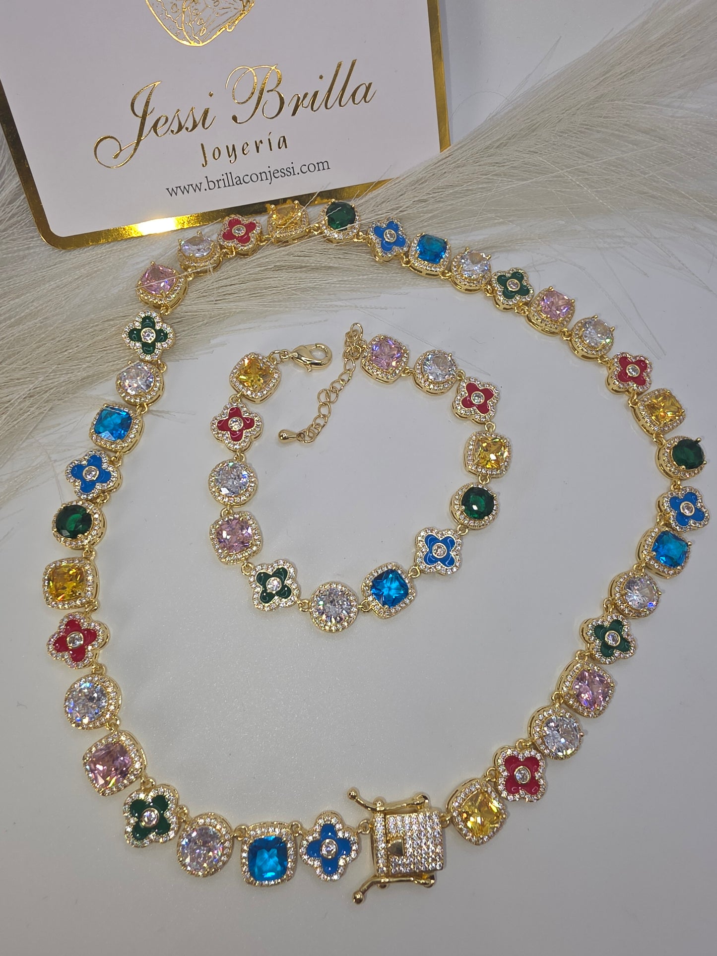 Set de Trebol Colores en Vidrio Real 5A