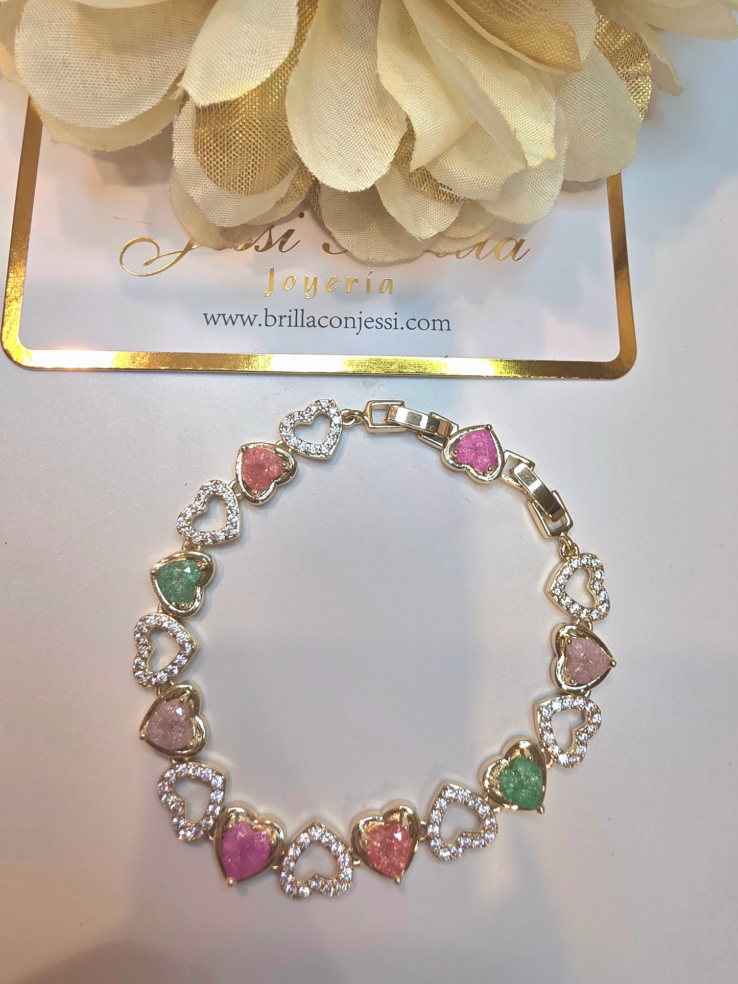 Colorful Hearts Bracelet 7inch