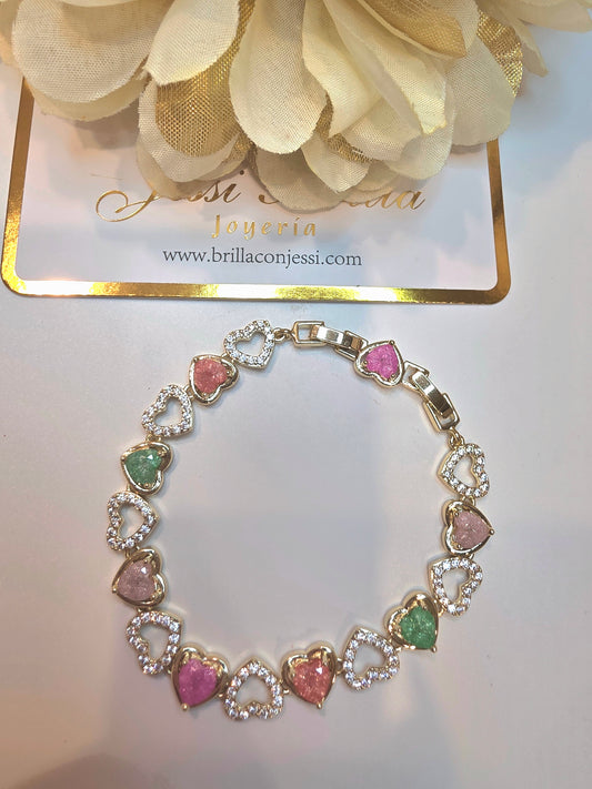 Pulsera de Corazones de colores 7inch