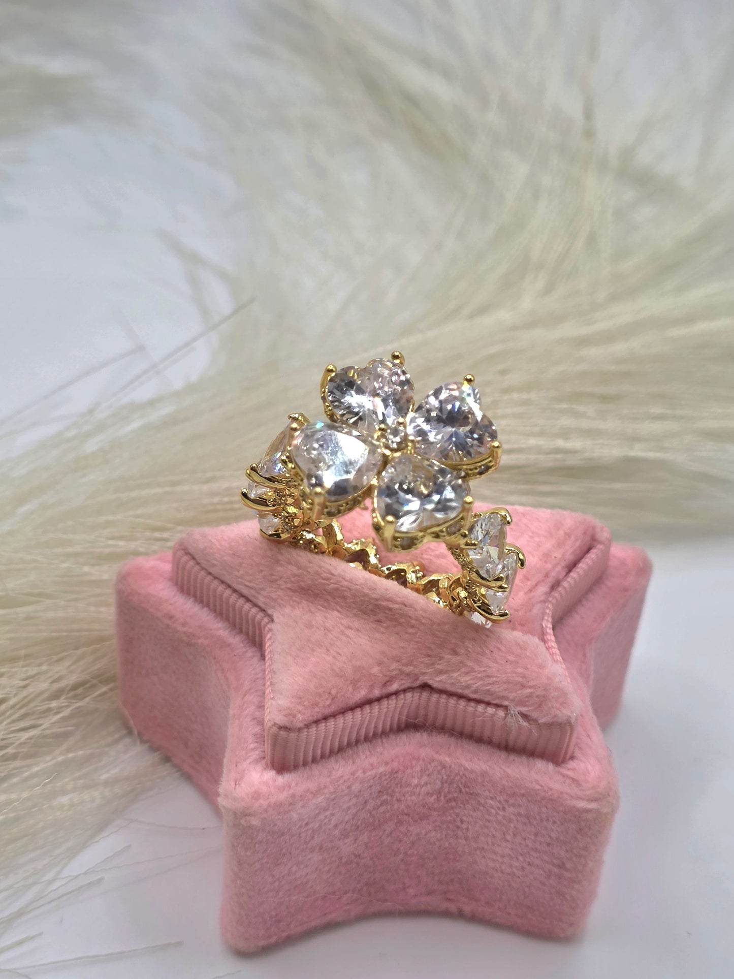 Anillo Flor  de Vidrio 5A