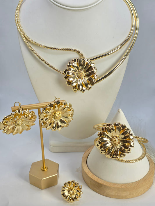 Set de Girasoles Exotico anillo ajustable