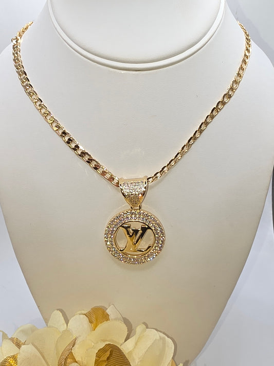 Cadena con dije de LV en Vidrio