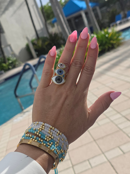 Anillo de 3 Ojos Turco Size 7 adaptable