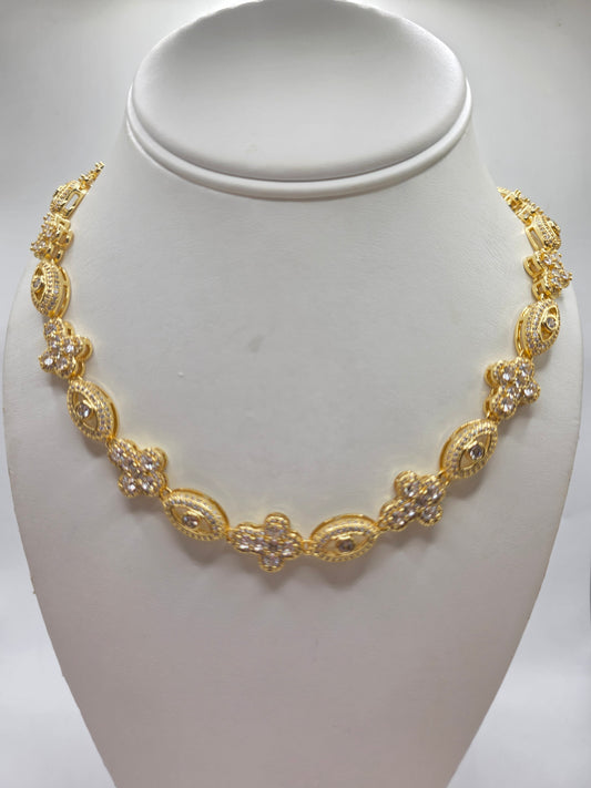 Gargantilla de Ojo y Cruz Vidrio Real 5A size 18inch